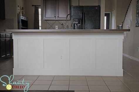 need board and batten over the painted drywall of the bar back for architectural interest. Dark Wainscoting, Diy Island, Kitchen Inspiration Board, Batten Board, Island Makeover, Wainscoting Kitchen, Kitchen Island Makeover, Wainscoting Styles, Diy Kitchen Island