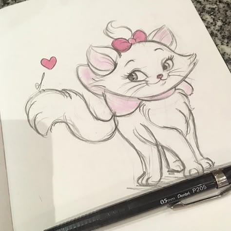 Easy Disney Drawings, Animal Drawings Sketches, Cute Sketches, Disney Sketches, Easy Doodles Drawings, Cute Doodles Drawings, Cute Doodle Art, Mini Drawings, Hand Art Drawing