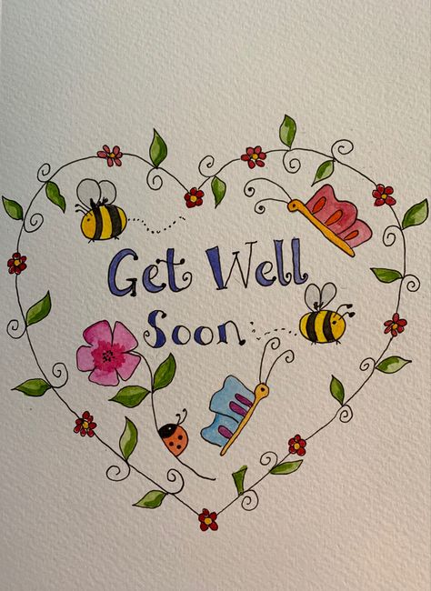 Get Well Soon Cards Drawing, Feel Better Soon Drawing, Get Well Soon Drawings Ideas, Creative Get Well Soon Cards, Get Well Soon Drawings Easy, Get Well Soon Greeting Cards, Feel Better Drawings, Feel Better Card Ideas, Get Well Soon Doodles