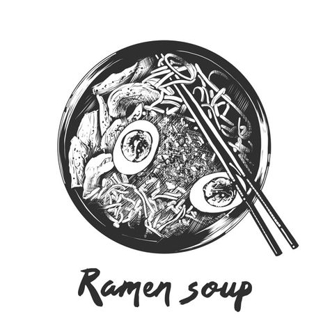 Ramen Soup, Minimalist Drawing, Vector Food, Poster Colour, Vector Hand, Vector Photo, Metal Poster Displate, Illustrations Posters, Metal Posters Design