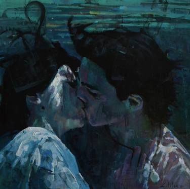 Marco Ortolan Artworks | Saatchi Art Kissing Underwater, Jing Y Jang, Kiss Painting, Underwater Painting, Kiss Art, Romantic Paintings, Romance Art, The Kiss, Romantic Art