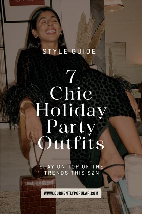 Need some holiday party outfit inspo? Our guide has you covered! Explore ideas from dazzling sequin skirts with blazers to fur jackets paired with sleek minis, all ready to make you the center of attention. Perfect for both casual get-togethers and formal gatherings, these looks are stylish, modern, and all about festive fun! Modern Holiday Outfit, New Year Dinner Outfit Night, Nye Eve Outfit, Xmas Dinner Party Outfit, Holiday Best Outfits, Modern Christmas Outfit, Wine And Cheese Party Outfit, Minimal Holiday Outfit, Quiet Luxury Holiday Outfits