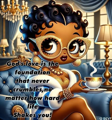 Afro Betty Boop By CreativeQueen | ✨️🎀🧡 | Facebook Happy Sunday Betty Boop, Black Betty Boop Wallpaper, Betty Boop Zodiac Signs, Black Betty Boop Aesthetic, Black Betty Boop African Americans, Betty Boop Good Morning, 45th Birthday Ideas, Betty Boop Coffee, Real Betty Boop