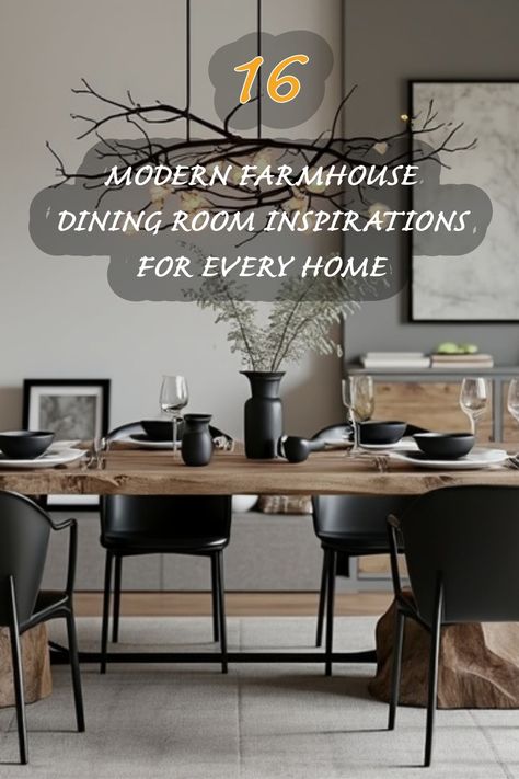 Discover the perfect blend of modern style and rustic charm with these 16 dining room inspirations. From elegant table settings to unique decor pieces, each design brings a cozy yet contemporary feel to any home. Let these ideas inspire your next dining area makeover! Boho Industrial Dining Room, Modern Rustic Dining Room Ideas, Modern Rustic Dining Room, Rustic Dining Room Ideas, Modern Farmhouse Dining Room Ideas, Farmhouse Dining Room Design, Open Concept Dining Room, Industrial Dining Room, Farmhouse Dining Room Ideas