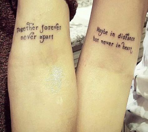 Clever Couple Tattoos, No Matter The Distance Tattoos, No Matter What Tattoo Fonts, Mother Daughter Quotes Tattoos, Forever Together Tattoos, No Matter What No Matter Where Tattoo, No Matter Where Tattoo, Sister Tattoos Quotes, Expressive Quotes