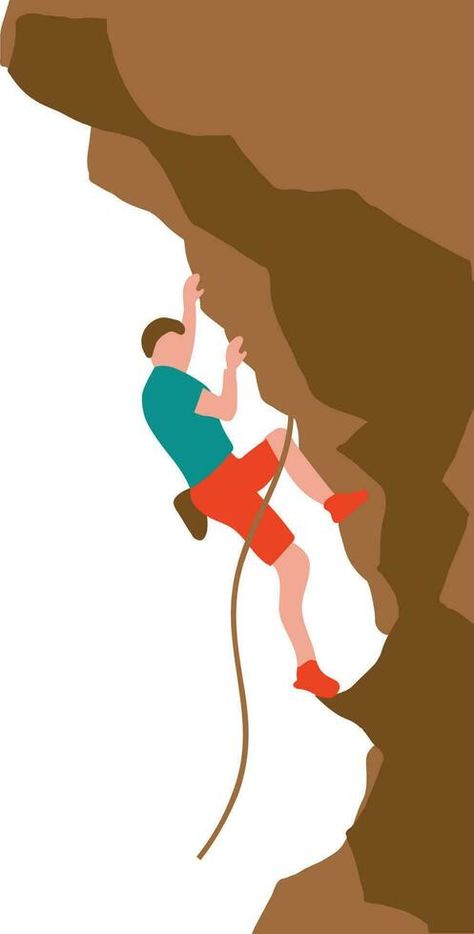 male rock climber climbing on the cliff vector illustration desing design Rock Climber Drawing, Climbing Pose, Climbing Illustration, Rock Climbers, Drawing Drawing, The Cliff, Rock Design, Social Media Icons, Design Ad