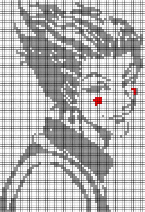 Manga Alpha Pattern, Anime Grid Pattern, Anime Alpha Pattern, Grid Pattern Crochet, Alpha Patterns Anime, Hisoka Morrow, Pixel Grid, Crochet Grid, Grid Patterns