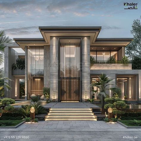 Luxury Villa Elevation, Classic Modern House Facade, Luxury Home Exterior Design, Luxury Modern Villa Design Exterior, Arabic House Design Exterior, Luxury Villa Design Exterior, Classical House Exterior, Luxury Modern Homes Exterior, Classical House Elevation