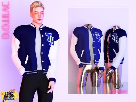 The Sims Resource - Ravens Basketball Letterman Jacket DO0516 Sims 4 Get Together, The Sims 4 Custom Content, Sims 4 Stories, Sims 4 Family, Dress With Gloves, Sims 4 Gameplay, Balloon Dress, Sims 4 Downloads, Sims 4 Cas