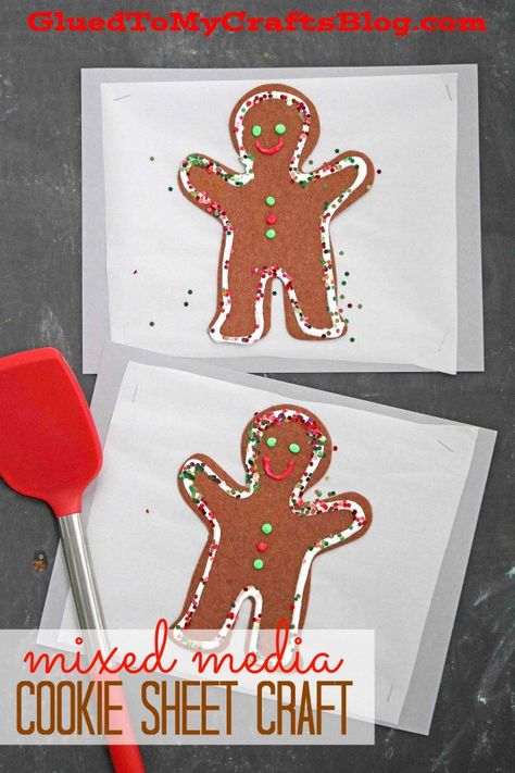 Paper Christmas Cookie Sheet - Mixed Media Kid Craft - Gingerbread Man Cookie Making - Holiday DIY - Baking Inspired Prek Gingerbread, Cookie Sheet Crafts, Kids Crafts Christmas, Christmas Plays, Gingerbread Unit, December Ideas, Gingerbread Man Activities, Easy Christmas Craft, Cookie Making