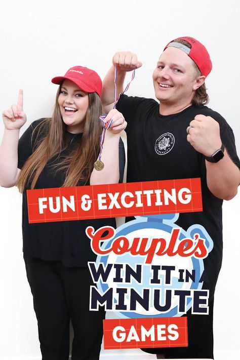 Partner Games For Parties, Couples Party Games Hilarious, Couple Minute To Win It Games, Minute To Win It Relay Games, Men Vs Women Game Night, Partner Minute To Win It Games, Minute To Win It Couples Games, Minute To Win It Games For Couples, Partner Games For Adults