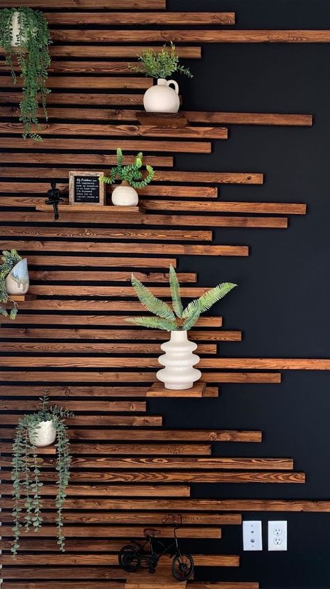 Wood Slat Wall, Yay Or Nay, Deck Decorating Ideas On A Budget, Studio Apartment Decorating, Hallway Ideas Entrance Narrow, Slat Wall, Deck Decorating, Home Design Decor, Wood Slats