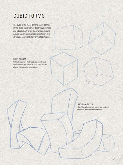 Cube Drawing Sketch, Anatomy Basic Shapes, Basic Forms Drawing, Sphere Reference, Cubes Drawing, Basic Shapes Drawing, Drawing Forms, Practice Drawing Shapes, Shape Practice