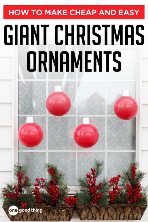 Diy Giant Christmas Ornaments, Concert Decorations, Christmas Ornaments 2023, Oversized Ornaments, Giant Christmas Ornaments, Whimsical Christmas Decor, Large Christmas Ornaments, Season Decorations, Dollar Tree Christmas Decor