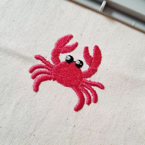 Tiny crab 🦀 (part of the mini summer collection) Available in my shop ❤ (link in bio) . . . . #summerembroidery #summerdiy #summer2024 #embroideryfun #embroiderylover #embroiderydesign #embroiderydesigner #embroideryart #embroiderydesigns #machineembroidery #machineembroiderydesign #smallbusinessowner #smallbusiness Beaded Crab, Crab Embroidery, Nautical Embroidery, Summer Embroidery, Denim Bag Patterns, Mini Embroidery, Embroidery Shoes, Embroidery Stitches Tutorial, Cute Embroidery