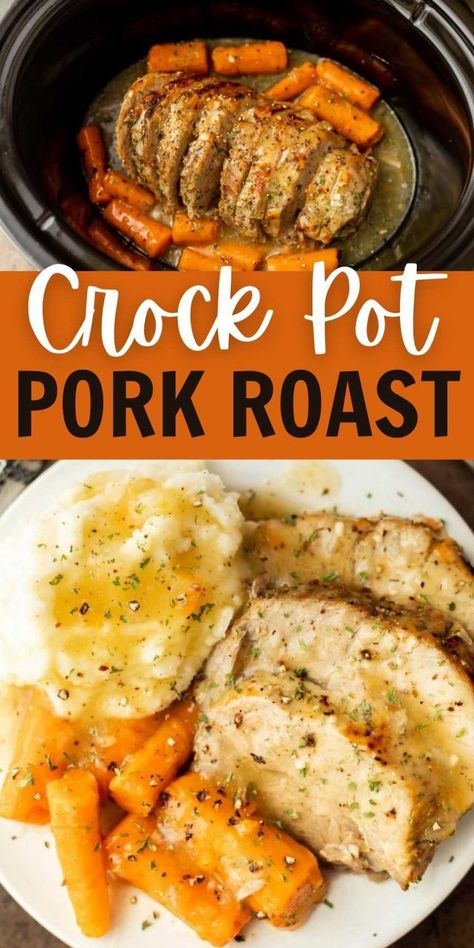 Crock Pot Pork Roast (and VIDEO!) - The best Slow Cooker Pork Roast Crock Pot Pork Roast, Pork Loin Crock Pot Recipes, Pork Roast Crock Pot Recipes, Pork Roast Recipe, Crockpot Pork Roast, Slow Cooker Pork Roast, Crock Pot Pork, Pot Roast Crock Pot Recipes, Pork Loin Roast Recipes