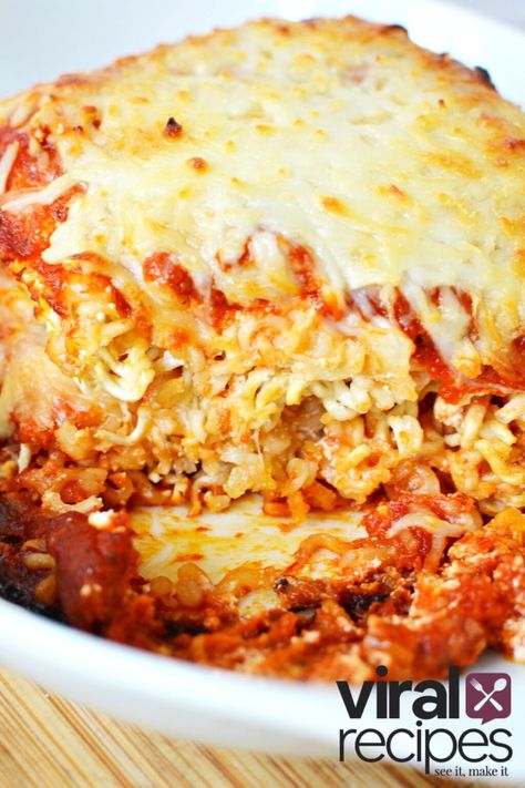 Ramen Lasagna - TikTok Recipe that we LOVE! | Viral Recipes Ramen Lasagna Recipe, Easy Lasagna With Ricotta Cheese, Lasagna Tiktok, Ramen Noodle Lasagna, Viral Tiktok Ramen, Ramen Dinner Recipes, Ramen Lasagna, Lasange Recipe, Lasagna With Ricotta Cheese