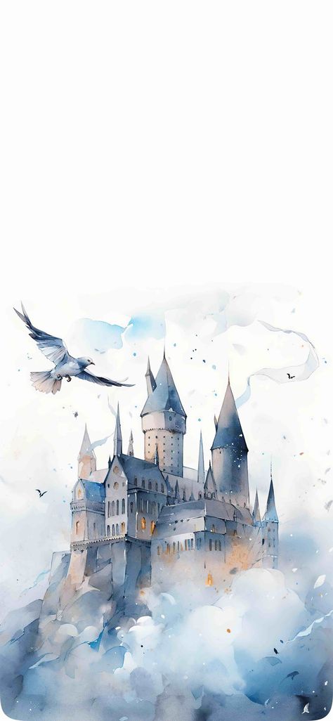 Harry Potter Wallpaper Ravenclaw, Hogwarts Castle Drawing, Ravenclaw Wallpaper, Hogwarts Wallpaper, Harry Potter Iphone Wallpaper, Harry Potter Watercolor, Harry Potter Wallpaper Backgrounds, Harry Potter Castle, Harry Potter Phone