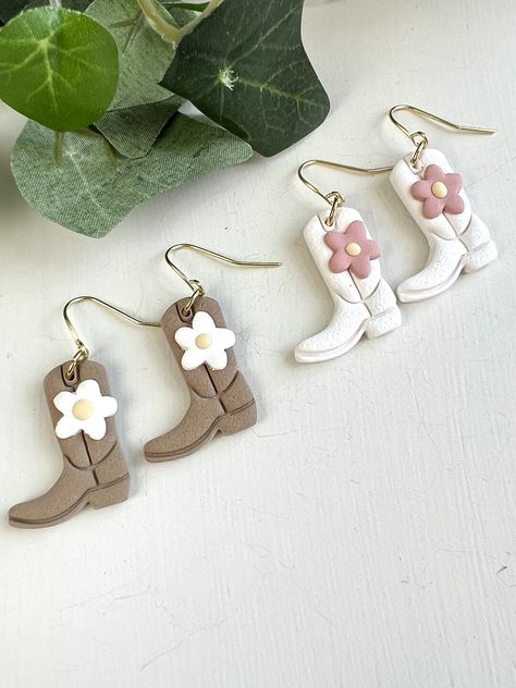 Cowgirl Boot Earrings Southwest Earrings Polymer Clay - Etsy Southwest Earrings, Cowgirl Earrings, Boot Earrings, Cow Earrings, Diy Earrings Polymer Clay, Clay Dangle Earrings, Earrings Polymer, Cowgirl Boot, Polymer Clay Jewelry Diy