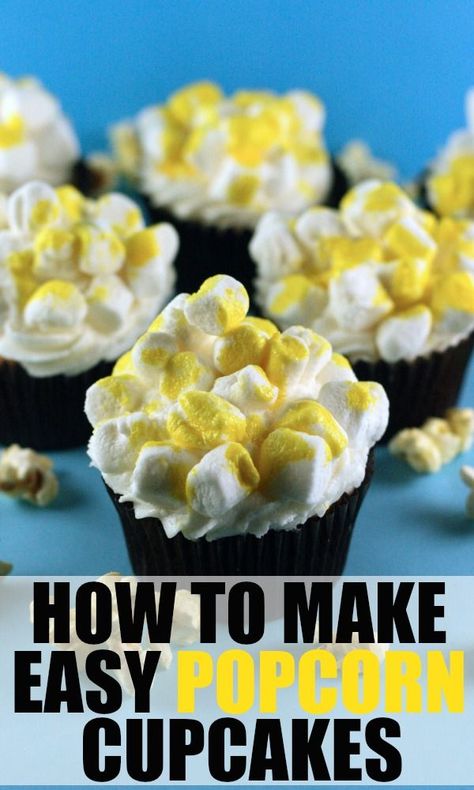 Theatre Cake, Carnival Cupcakes, Popcorn Cupcakes, Easy Popcorn, How To Make Popcorn, Popcorn Cake, Cupcakes Easy, Fun Cupcakes, Yummy Cupcakes