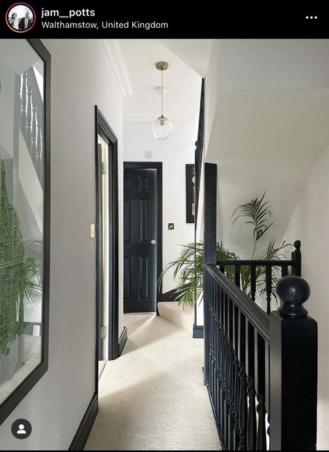 Dark Hallway Ideas, Hallway Transformation, Dark Hallways, Dark Staircase, Victoria Terrace, White Hallway, Dark Hallway, House Staircase, Home Hall Design