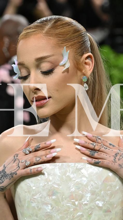 Classic, French nails to pair perfectly with an angelic look @arianagrande 🪽🤍✨  #heyhae #heyhaenails #metgala #metgala2024 #nailinspo #arianagrande #ariana #frenchtipnails #cleangirl #cleangirlnails #frenchtips #themet #metgalanails Ariana Grande French Tip Nails, Nail Ideas Ariana Grande, Ariana Grande French Nails, Ariana Grande Inspired Nails, Ariana Grande Nails Ideas, Funky Acrylic Nails, Met Gala Nails, Ariana Nails, Aesthetic Acrylic Nails