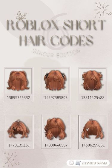 Roblox Hair Codes Ginger, Ginger Hair Roblox Codes, Ginger Hair Codes, Brookhaven Codes, Blocksburg Outfit Codes￼, Cute Tshirt Designs, Low Buns, Easy Korean Words, Roblox Brookhaven