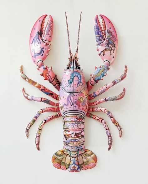 charliemoon.art Colourful Beetle, Lobster Illustration, Ceramic Creatures, Lobster Art, Beetle Art, Underwater Art, Beautiful Bugs, Insect Art, Animal Brooch