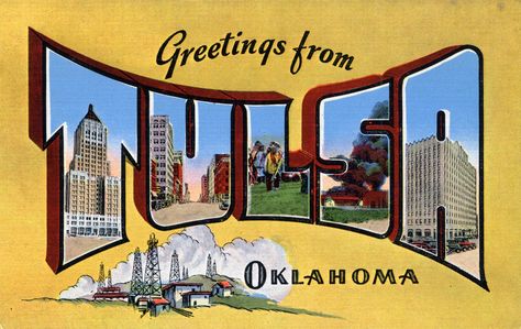 Oklahoma Art, Tulsa Oklahoma, Art Print Display, Medical Art, Large Letters, Vintage Postcard, Vintage Poster, Travel Art, High Quality Art Prints