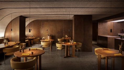 David Thulstrup, Top 10 Restaurants, Brutalist Buildings, Luxury Restaurant, Bar Interior, Sushi Bar, London Restaurants, Copper Wall, Fine Dining Restaurant