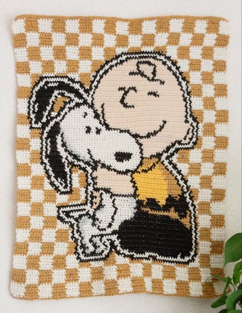 charlie brown and his loyal dog, snoopy - crochet.yuuk on instagram | tapestry crochet pattern inspiration Crochet Charlie Brown Free Pattern, Snoopy Crochet Grid, Snoopy Tapestry Crochet, Snoopy Grid Pattern, Crochet Charlie Brown, Charlie Brown Crochet, Snoopy Alpha Pattern, Peanuts Crochet, Snoopy Crochet Pattern