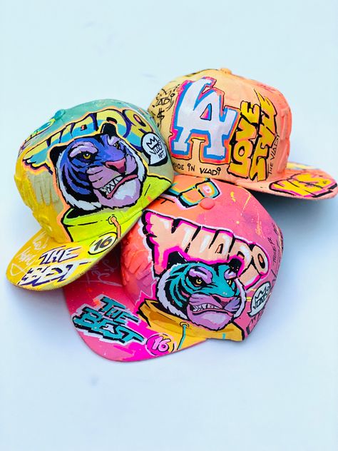 #hat #cap #artvladi #art #nft #tiger Cap Art, Diy Graffiti Art, Cap Painting, Cap Painting Ideas, Graffiti Clothing, Graffiti Alphabet Styles, Graffiti Wildstyle, Painted Clothes Diy, Creative Fashion Photography