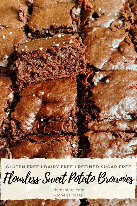 Sweet Potato Brownies Healthy, Potato Fudge, Sweet Potato Dessert, Potato Brownies, Plate Recipes, Sweet Potato Brownies, Stuffed Sweet Potato Healthy, Gluten And Dairy Free, Healthy Sweet Treats