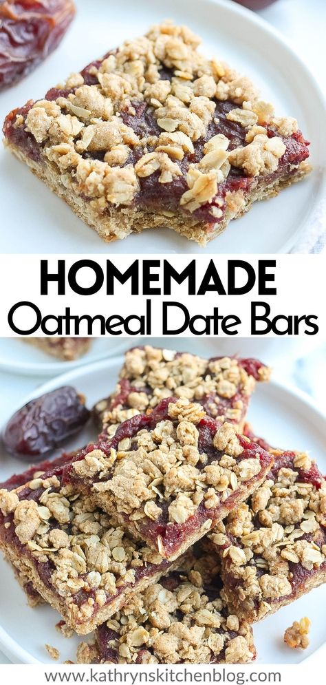 Oatmeal Date Bars Recipe Healthy, Oatmeal Date Breakfast Bars, Homemade Soft Oatmeal Bars, 5 Ingredient Breakfast Bars, Oatmeal Date Bars Recipe, Healthy Snacks Made With Dates, Red Date Recipe, Easy Date Bars Recipe, Date Pieces Recipe