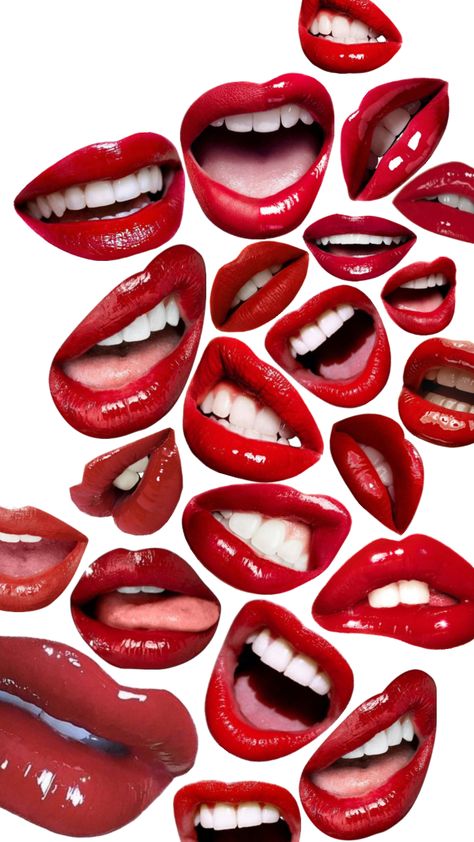 Red Lips Aesthetic, Lips Collage, 3d Tipografi, Lips Aesthetic, Lip Wallpaper, Collage Board, Collage Art Projects, Tooth Gem, Art Business