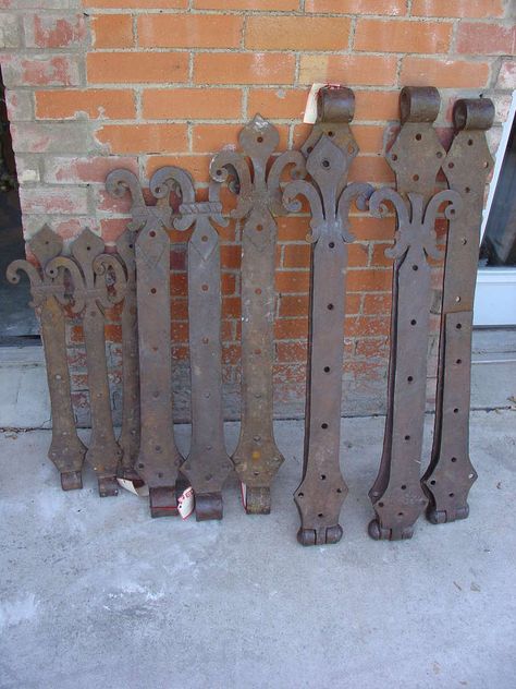 Lot of Rare 15th Century Forged Iron Door Hinges from France at 1stdibs Iron Door Hinges, Tudor Decor, Family Room Addition, Iron Hinges, Porch Doors, Gorgeous Doors, Rustic Hardware, Iron Hardware, Iron Door