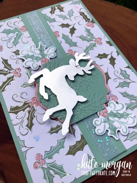 Stampin Up Whimsy And Wonder Cards, Stampin Up Whimsy And Wonder Dsp, Whimsy And Wonder Stampin Up Cards, Whimsical Trees Stampin Up Cards, Rude Christmas Cards, Whimsy Christmas, Pink Christmas Cards, Kate Morgan, Christmas Whimsy