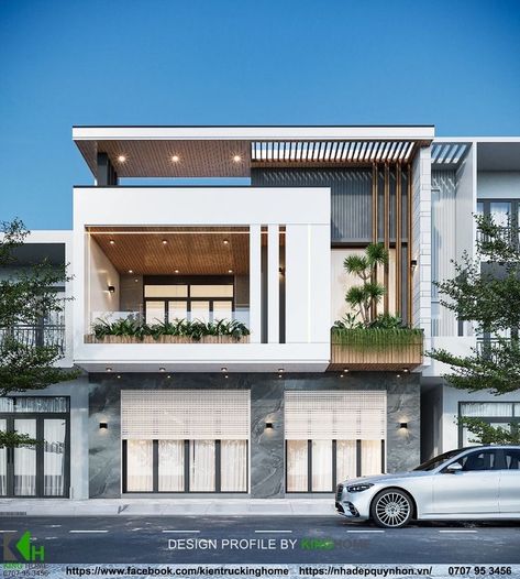 Residence Elevation Modern G+1, Tropical Facade, Villa Exterior Design, Building Front Designs, Modern Bungalow Exterior, Beautiful Exterior, Contemporary House Exterior, Bungalow Exterior, Small House Design Exterior