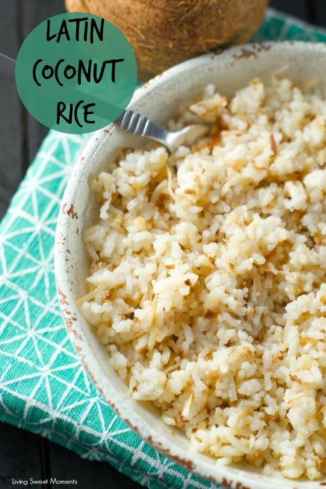 Colombian Coconut Rice: this latin rice is bursting with flavor and texture. A sweet and salty side dish that is ready in minutes. Perfect for weeknight dinners and entertaining too. Colombian Coconut Rice Recipe, Latin Rice, Columbian Recipes, Salty Side Dish, Colombian Dishes, Colombian Cuisine, Coconut Rice Recipe, Colombian Food, Coconut Rice