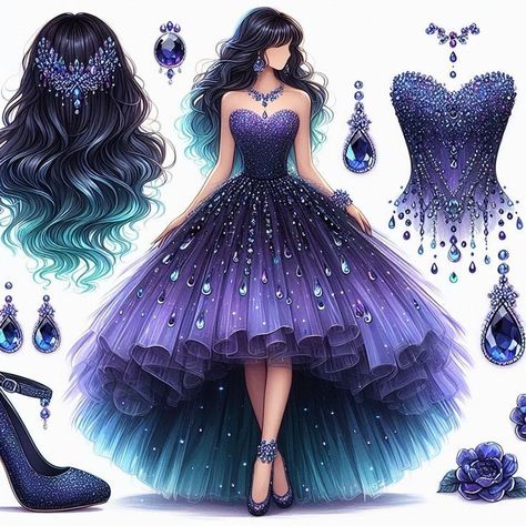 Magical Dress, Dreamy Gowns, Pretty Quinceanera Dresses, Fantasy Dresses, Fashion Drawing Dresses, Dress Design Sketches, Fashion Illustration Dresses, Prom Dress Inspiration, Cute Prom Dresses