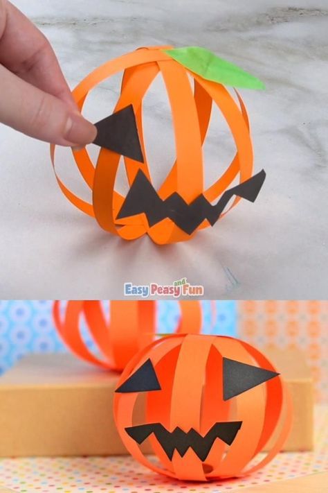 Paper Pumpkin Craft, Dekorasi Halloween, Bricolage Halloween, Pumpkin Craft, Halloween Crafts For Toddlers, Halloween Fest, Labu Halloween, Fun Halloween Crafts, Halloween Arts And Crafts