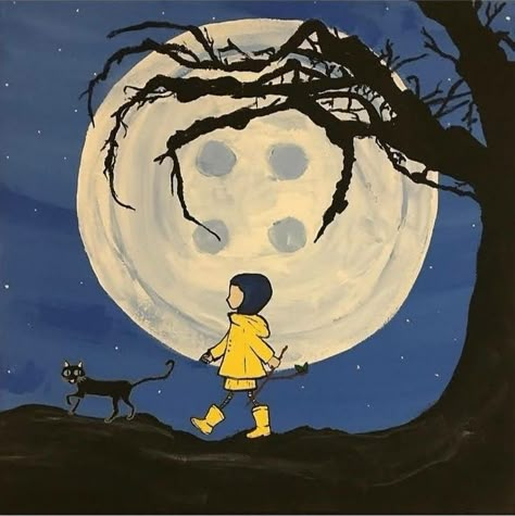 Coraline Film, Coraline Drawing, Cute Halloween Wallpaper, Disney Canvas Paintings, Coraline Art, 2024 Wallpaper, Halloween Wallpaper Cute, Cute Canvas Paintings, Canvas Drawings