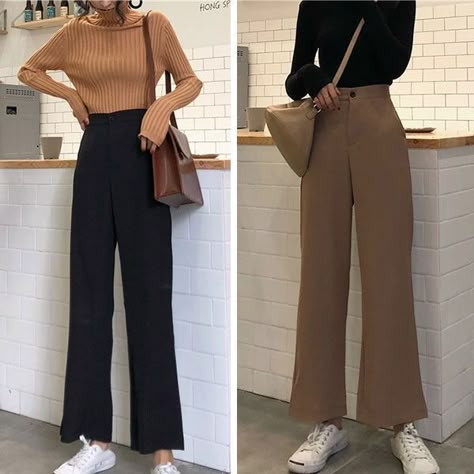 aca se nota clarito la idea de alagar las piernas con pantalones a la cintura Womens Fashion Casual Outfits, Elegante Casual, Dress Aesthetic, Mode Inspo, 가을 패션, Casual Trousers, Korean Street Fashion, Mode Vintage, Korean Outfits