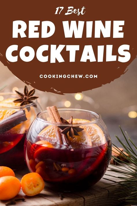 Red wine cocktails may be new to some, but they're a great & delicious way to shake up your traditional cocktails while enjoying your favorite bottle of red wine! Check out our list of 13 easy drinks! Red Wine Drinks Cocktails, Cocktails With Red Wine, Red Wine Cocktail Recipes, Wine Recipes Cocktails, Drinks With Wine, Cocktails With Wine, Red Cocktail Drinks, Traditional Cocktails, Spiced Rum Drinks