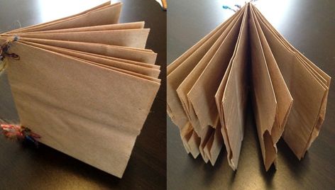 Paper Bag Books, How To Make A Paper Bag, Diy Paper Bag, Paper Bag Scrapbook, Paper Bag Album, Homemade Books, Paper Grocery Bags, Paper Bag Crafts, Paper Bag Puppets