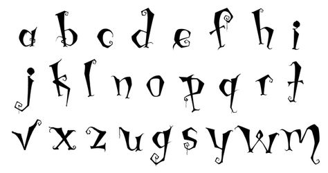 Tim Burton Font, Computer Font, Tim Burton Style, Alphabet Symbols, Tim Burton Art, Tattoo Lettering Fonts, Halloween Fonts, Lettering Alphabet Fonts, Doodle Lettering