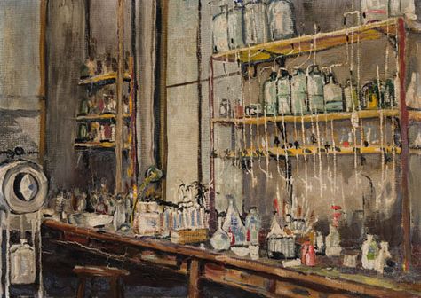 Sir Frederick Grant Banting, The Lab, 1925. Courtesy Heffel Fine Art. The doctor who discovered insulin was also an artist—and his painting of his laboratory just sold for a record price. | Artnet Laboratory Art, Frederick Banting, Online Art Courses, University Of Toronto, Great Paintings, Art Courses, Art Historian, Art Auction, Art Market