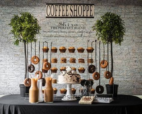 Coffee Themed Party, Starbucks Birthday Party, Coffee Baby Shower, Cupcake Wall, Coffee Bridal Shower, Chocolate Coffee Beans, Starbucks Birthday, Hosting Tips, Holiday Hosting