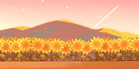 Gif Background, Dream Video, Pixel Animation, Banner Gif, Header Banner, Sunflower Fields, Aesthetic Gif, Painting Videos, Yellow Painting