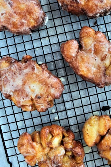 Bakery Style Gluten Free Apple Fritters - Let Them Eat Gluten Free Cake Gluten Free Apple Fritters, Gluten Free Apple, Cinnamon Roll Dough, Vanilla Glaze, Fritter Recipes, Gluten Free Cake, Apple Fritters, Gluten Free Treats, Gluten Free Cakes